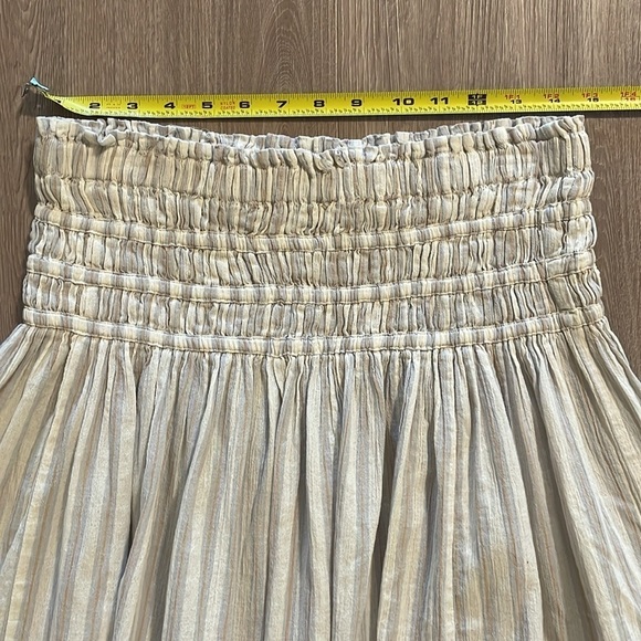 Madewell Women Skirt Small Smocked Pull On Mini Cool Fog Striped Coastal Cowgirl - Picture 7 of 11
